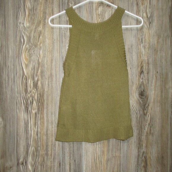 Nine West High-Neck Cutaway Sweater Tank NWT Olive Sz XS Grunge Boho Fall Cute - Picture 13 of 13